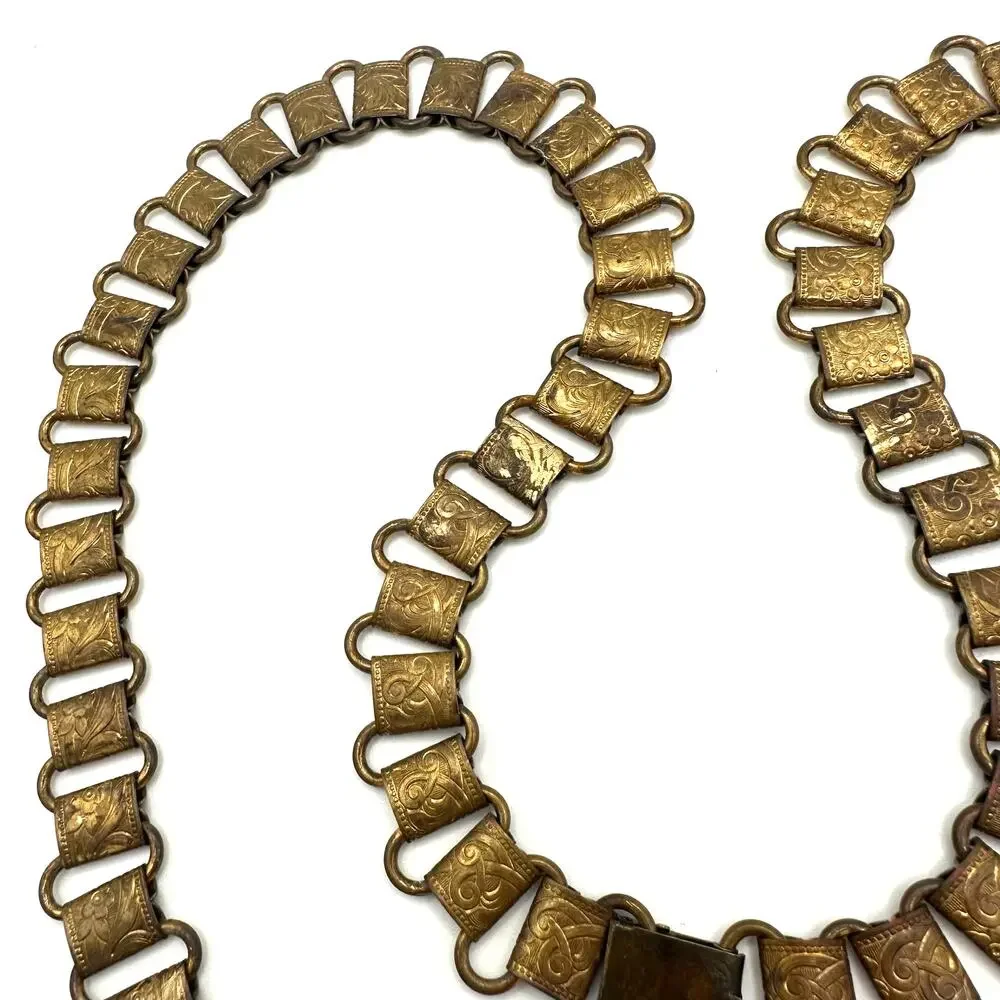 Antique Art Deco Victorian Revival gold tone brass 32.25